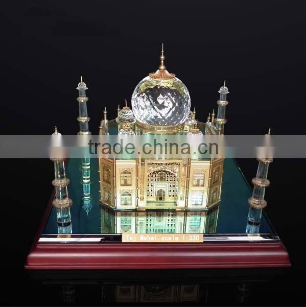 High Quality K9 crystal Taj Mahal model with 24k gold plating metal JC0002