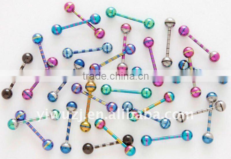 316l stainless steel spiral industry tongue barbells piercing jewelry