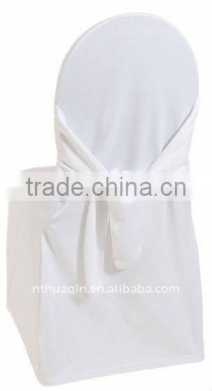 White polyester scuba chair cover wedding tie back scuba chair cover banquet scuba chair cover with sash