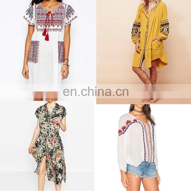 Women maxi long sleeve embroidered chic wholesale bohemian dress