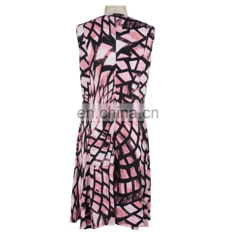 Abstract Print Milky FDY Fabric Old Women Dress Women Wear