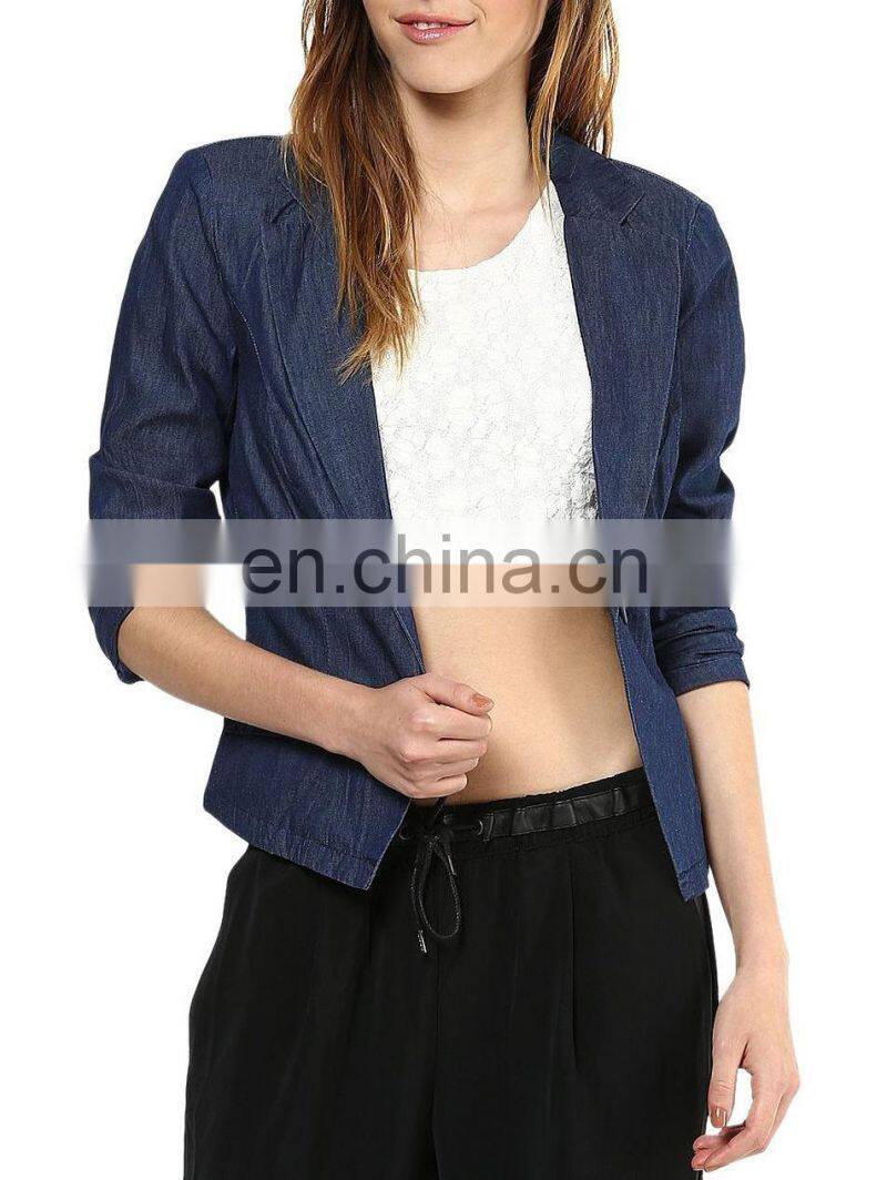 Casual Latest Design 2016 Cotton One Button Blazer For Women Fashion Plain Muslim Fitting