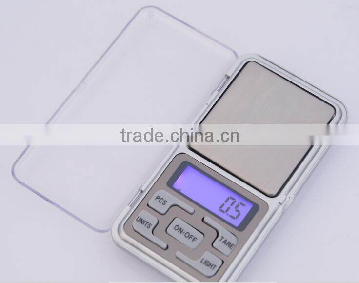 Mini Electronic Digital Pocket Scale Jewelry Weighing Balance Portable 500g/0.1g Counting Function Blue LCD g/tl/oz/ct