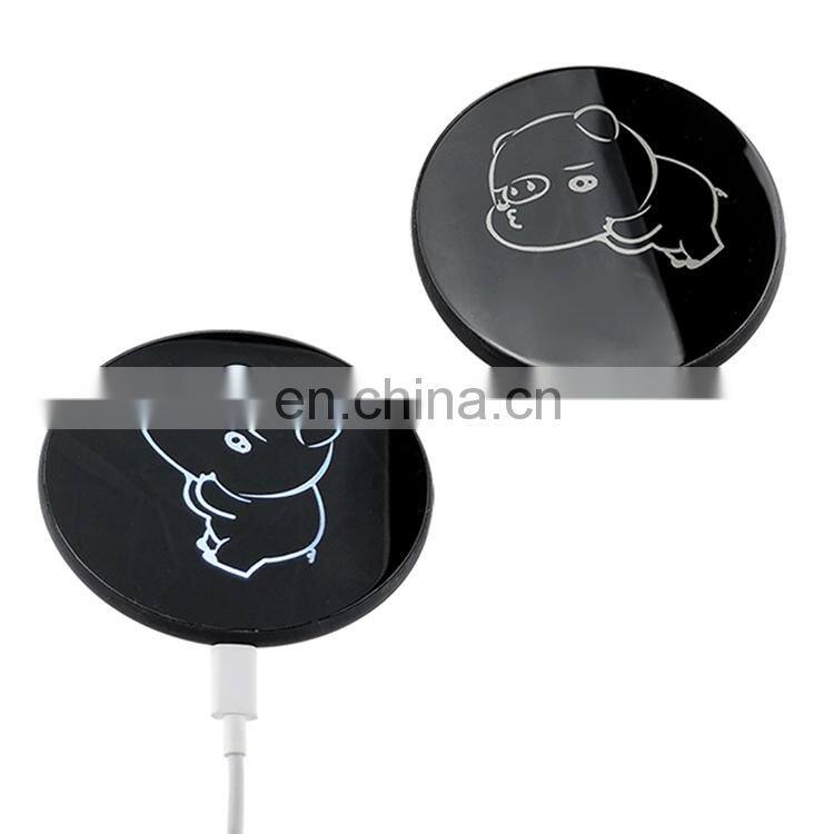 10W Fast Charging Charger Promotional Qi Wireless Charger with Customized Glowing logo
