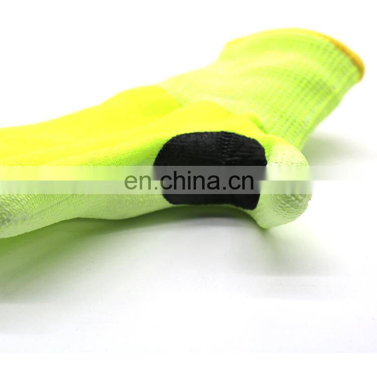 Yellow Stainless Steel HPPE Double Knit A4 Cut Resistant Glove with PU Palm for Metal Fabrication