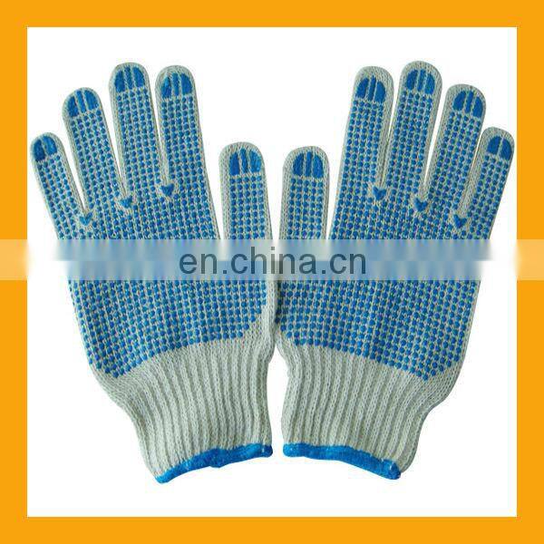 Cheap Single Side PVC Dotted White Polycotton Gloves