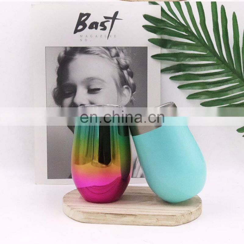 Hangzhou Watersy Colorful Outdoor Egg Shaped Powder Coating vacuum insulated stainless steel custom enamel tin mug wholesal