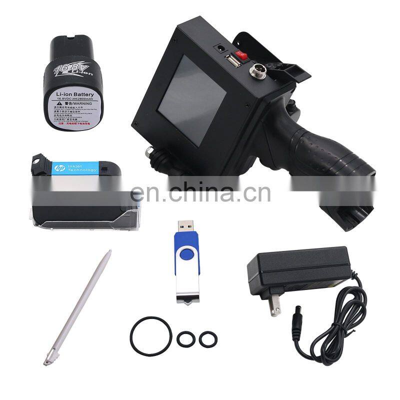 600DPI 2-12.7mm Print Height Date Time Words QR Code Barcode Logo Handheld Inkjet Printer