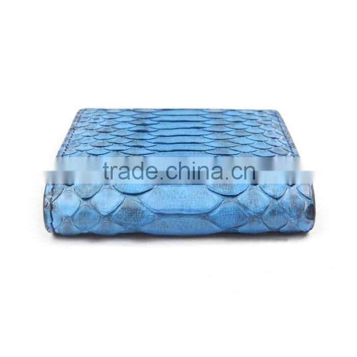 High Quality Turquoise color Unisex Genuine Real Python Skin leather Short Wallet for Women