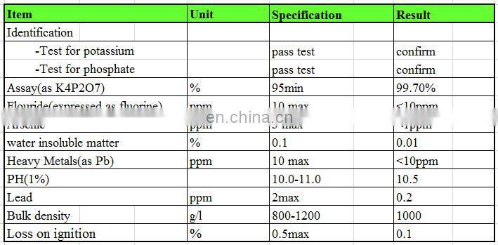 food grade TKPP 7320-34-5/tetrapotassium pyrophosphate E450(V)