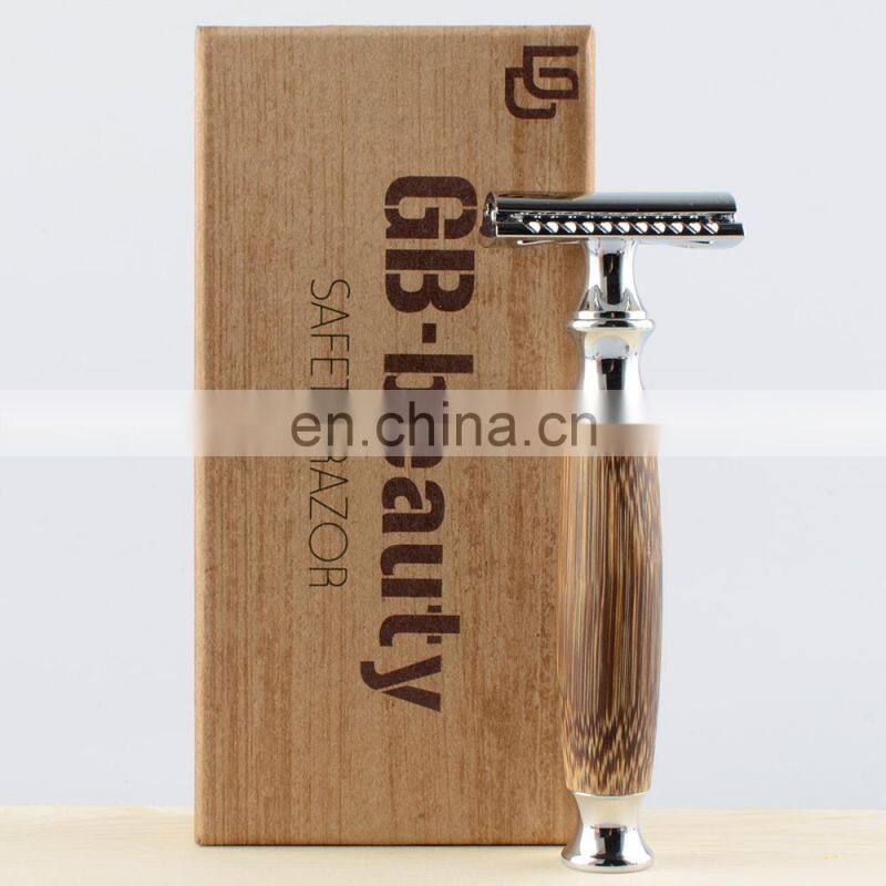 Private Label Razor Blade Black Bamboo Wood Double Edge Safety Razor