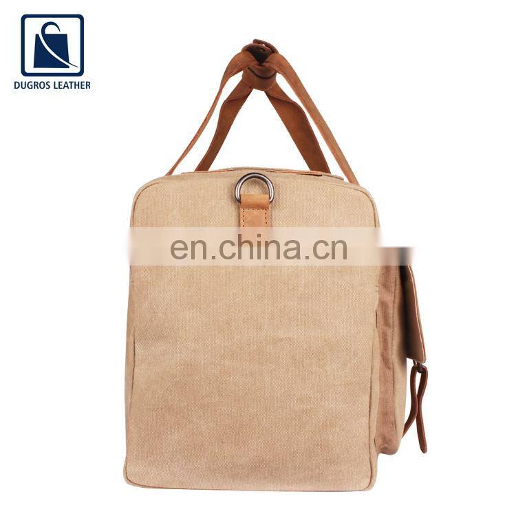 Vintage Style Polyester Lining Material Zipper Closure Type Unisex Genuine Leather Duffel Bag