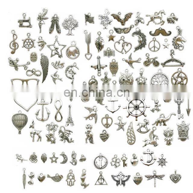 Vintage Mixed 100pcs Metal Charms Beads Handmade DIY Bracelet Pendant Necklace Jewelry Making Findings