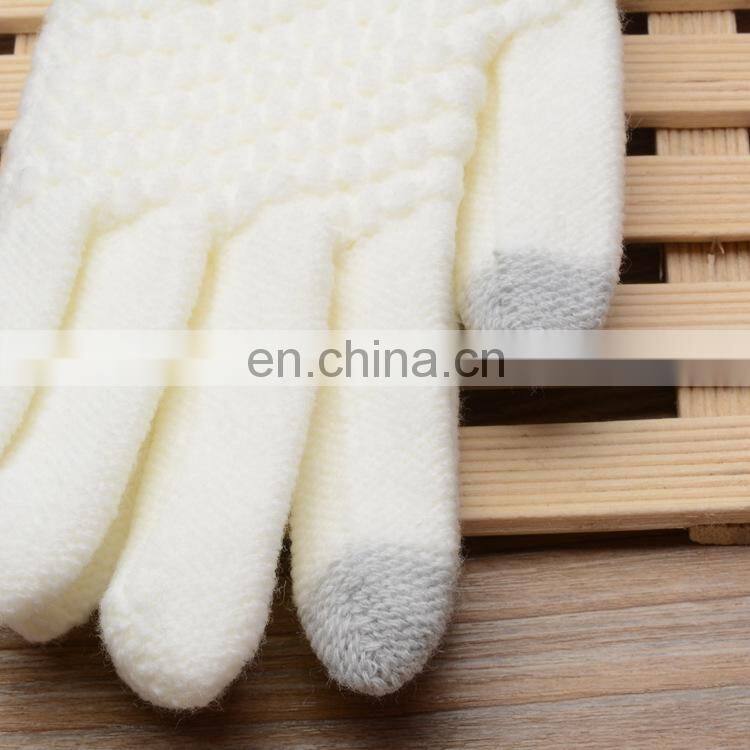 Women Men Knitted Winter acrylic Gloves Warm Thick Gloves Touch Screen Gloves