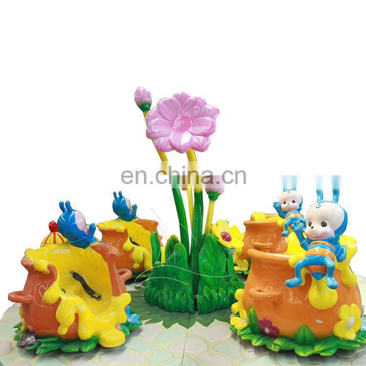 Kids amusement rides flower bee ride family rotation rides for sale