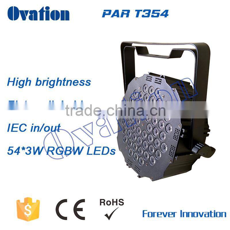 Indoor Led Par Can 54*3W Rgbw 4in1 Led flat Par light with slim body compact design for parties and clubs