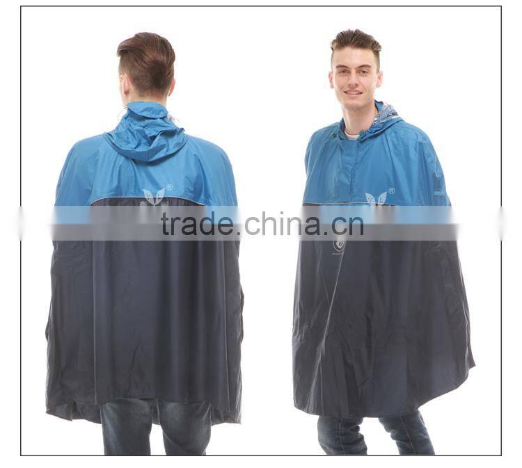 YANLI blue-black fashion pvc poncho raincoat with a receive bag