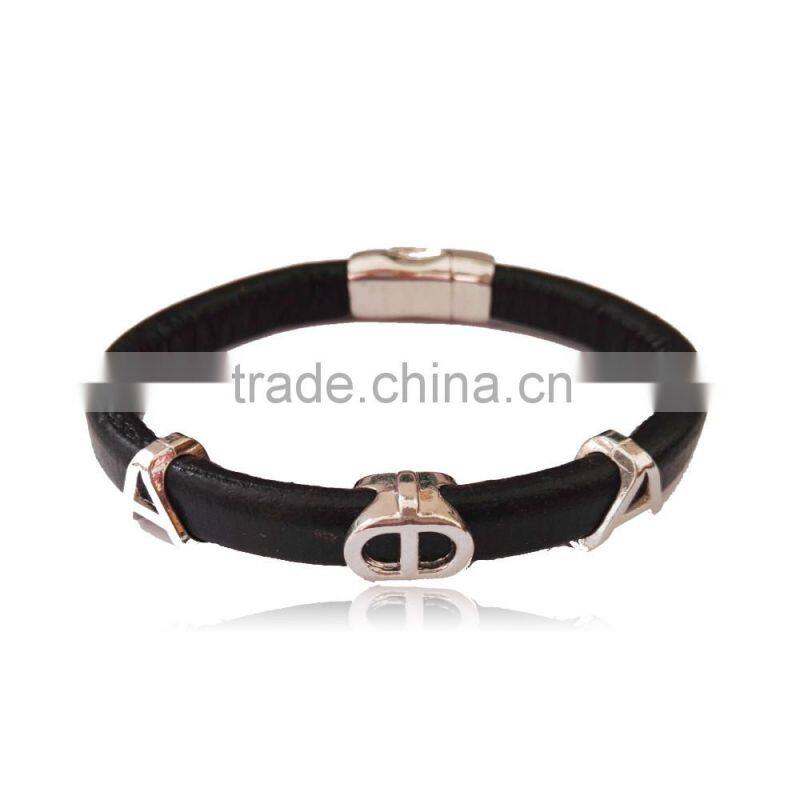 magnetic leather handmade bracelet bangle Alpha Phi Alpha divine bracelets,APA greek customized Fraternity Sorority jewelry
