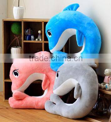 dolphin plush u pillow/plush dolphin nap pillow/plush animnal guard U pillow