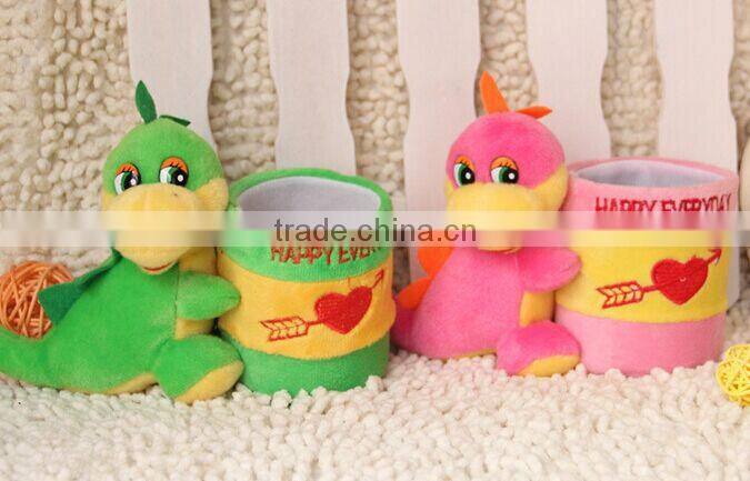 Plush brush pot/plush desk pen container/cute animal pen container