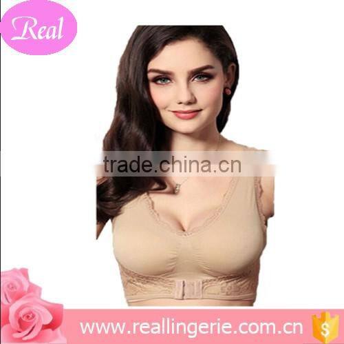 Fashion Front closure yoga sports bra /seamless lace bra