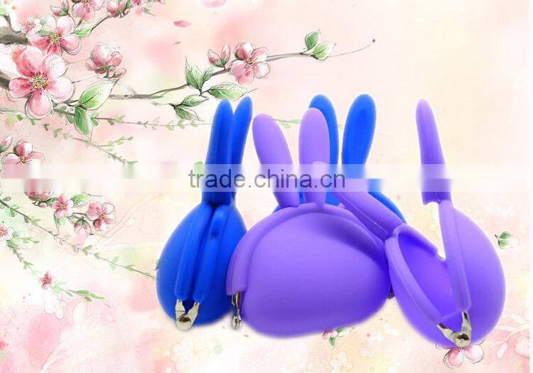 2015 Rabbit ears shaped silicone money pouch/ latest designs silicon rubber change purse