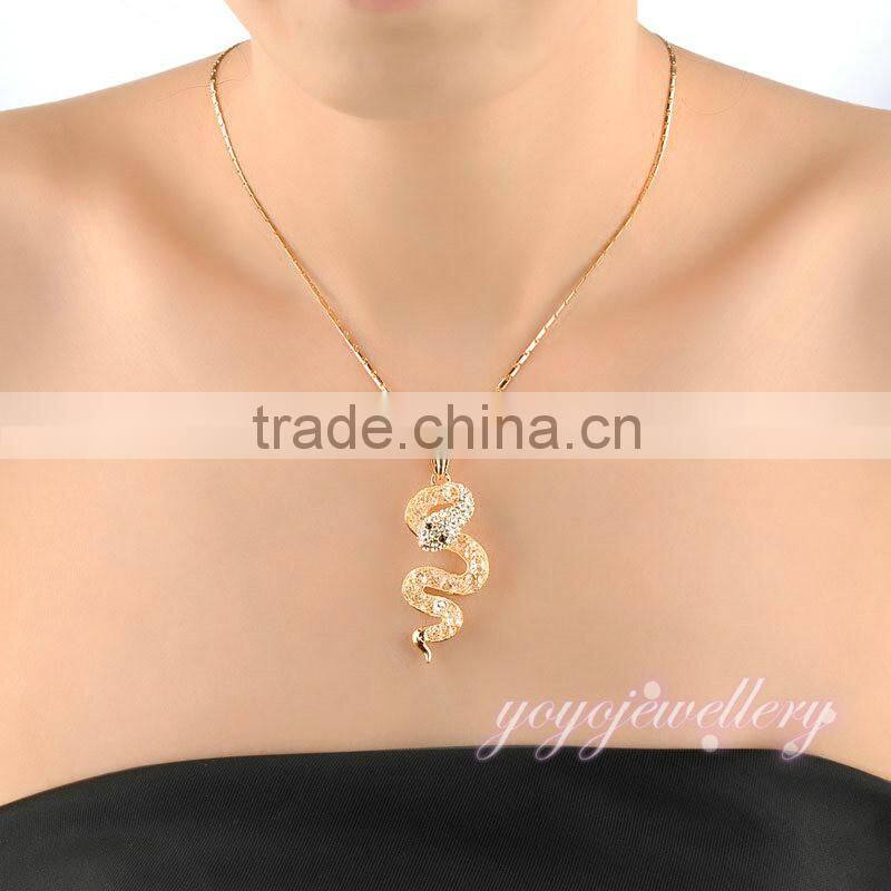 Best selling products crystal women gold snake necklace