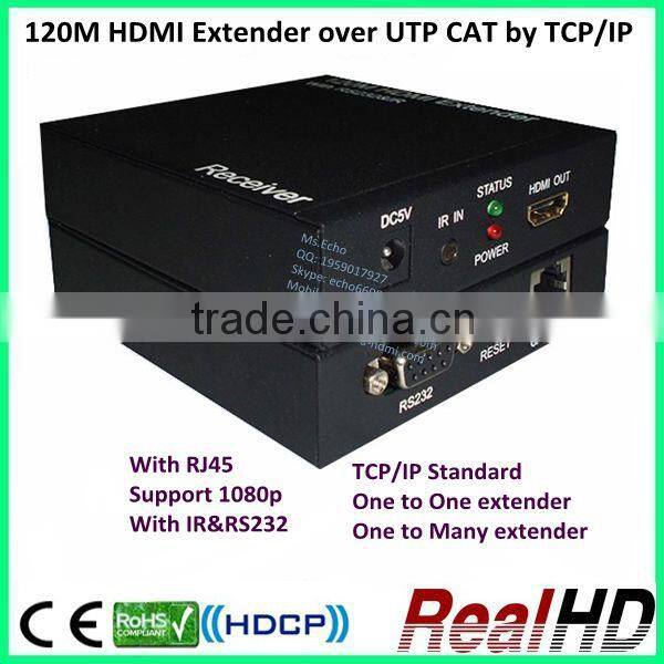 2016 China Best Selling 120m HDMI Extender by cat5e/6 with RS232 Over TCP/IP