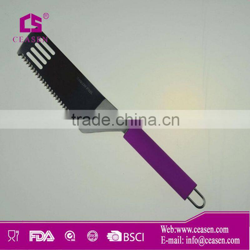 Stainless steel cake server with TPR handle