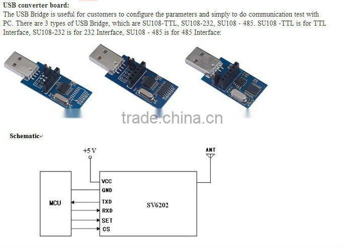 433MHz anti-dusty 2W Uart RS232 Si4432 SV6202 radio receiver and transmitter