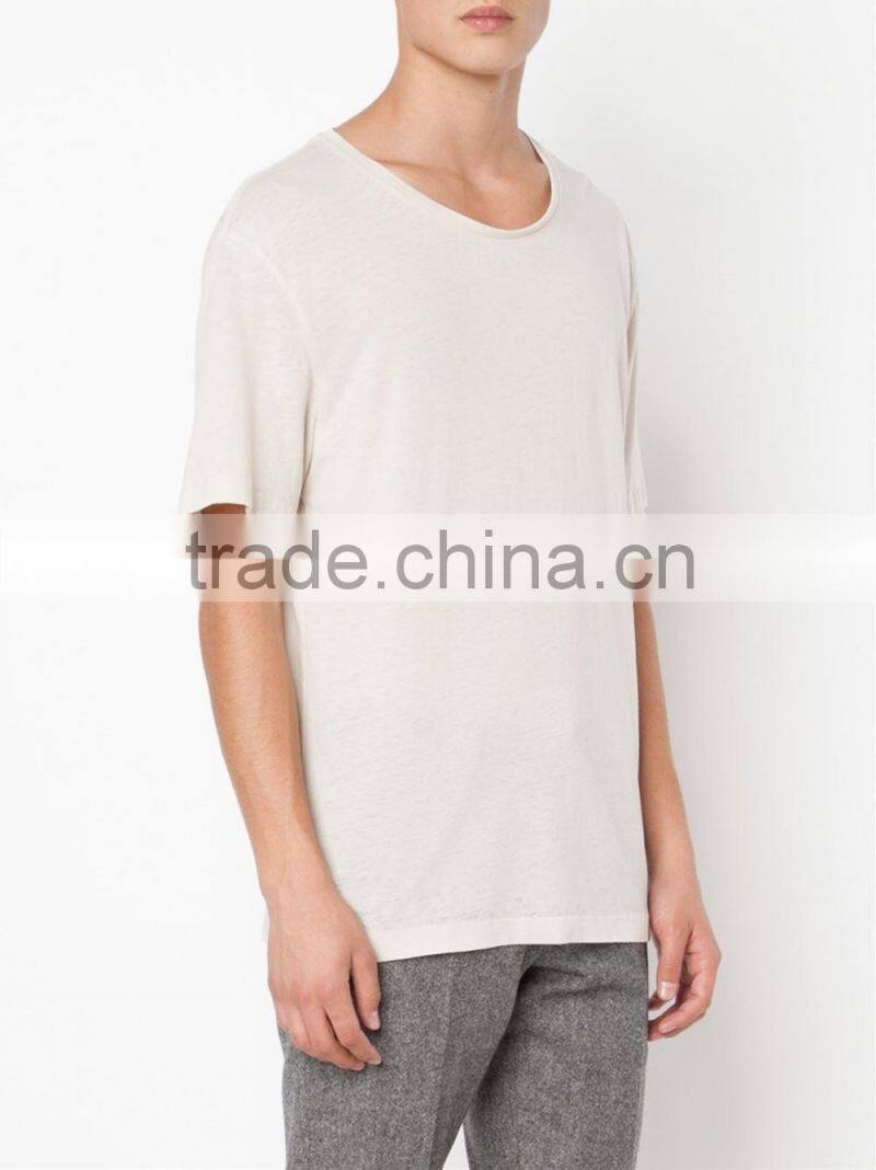 Summer men short sleeve o neck faded cotton blank t-shirts