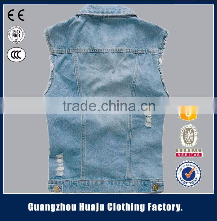 Hot Sell High Quality Fashion Young Men Casual waistcoats Denim Vest For Men