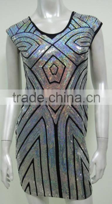 Women's Dress with Colorful Sequins fabric