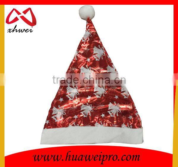 Promotional red non-woven christmas hat santa hat with merry Christmas embroidery