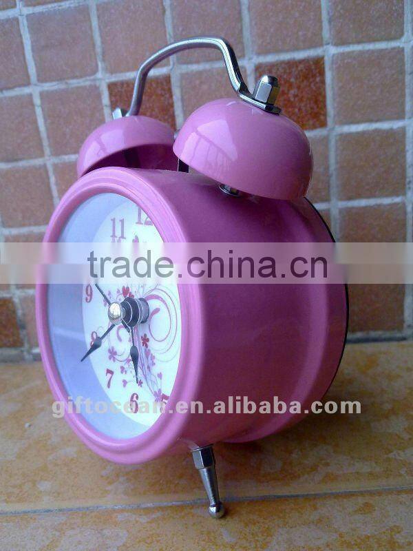 3" twin bell alarm clock, red twin bell alarm clock