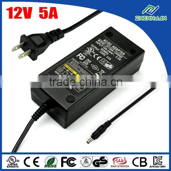Digital photo frame power adapter 12V 5A laptop power supply UL listed