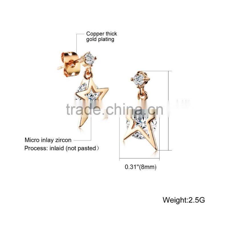 2016 latest design earrings woman jewelry stardust gold earring for young girls