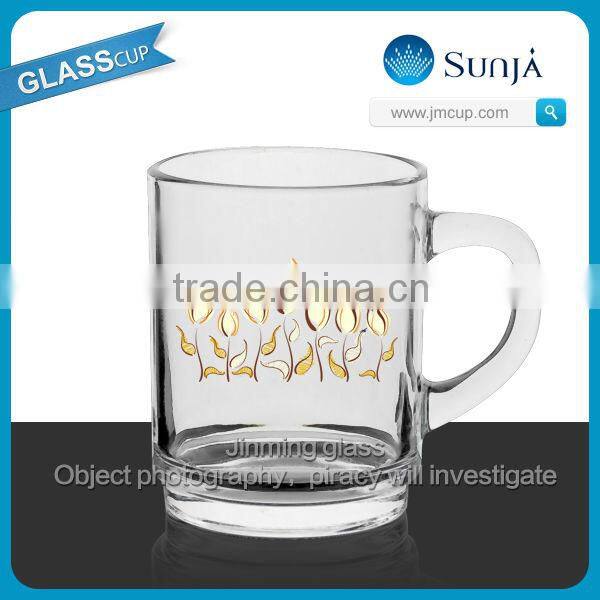 SH318 Carton Tulip glass milk cup mugs children favorite Carton Tulip glass mugs milk mugs with handle