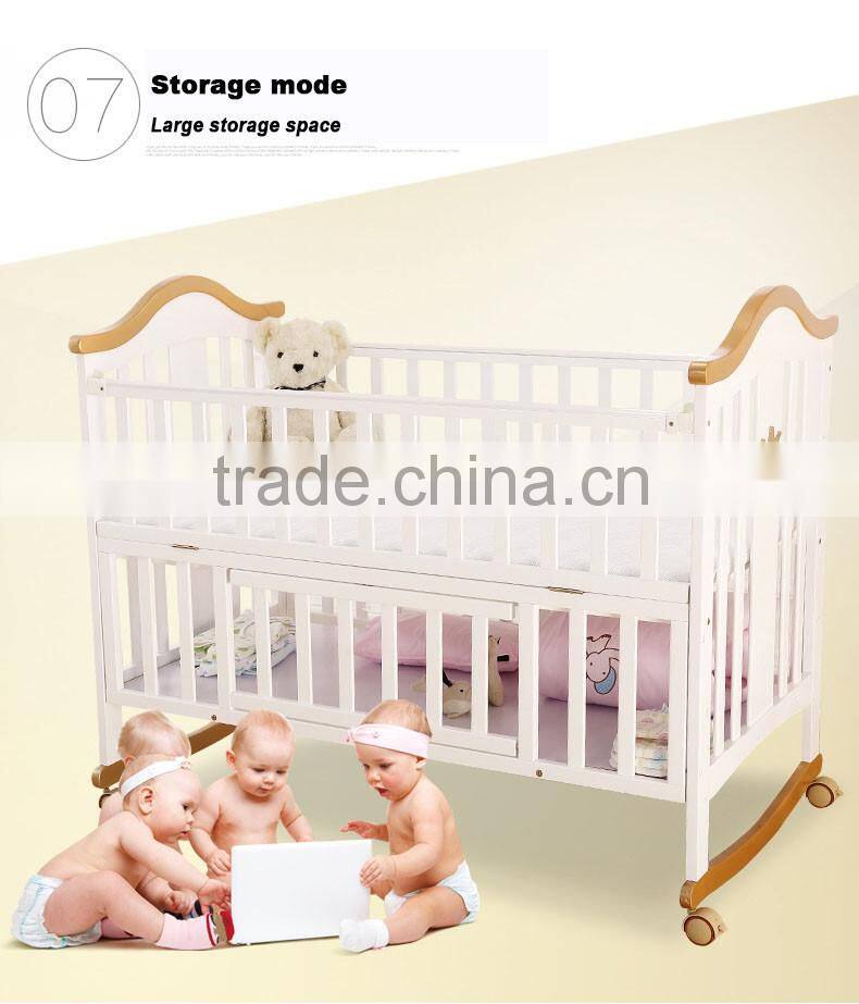 Eco-friendly Wood Multifunction Wooden Baby Cribs Pine Wood Baby Bed