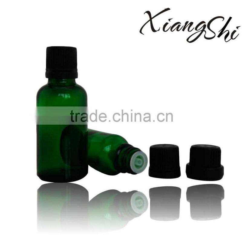 30ml green glass rose oil bottle with plastic cap/dropper