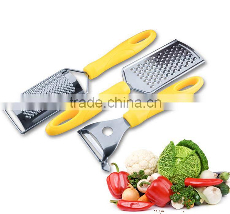 set of 3pcs vegetable slicer grater set with plastic handle