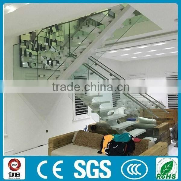 Glass wood straight stairs, staircase chinese supplier--YUDI