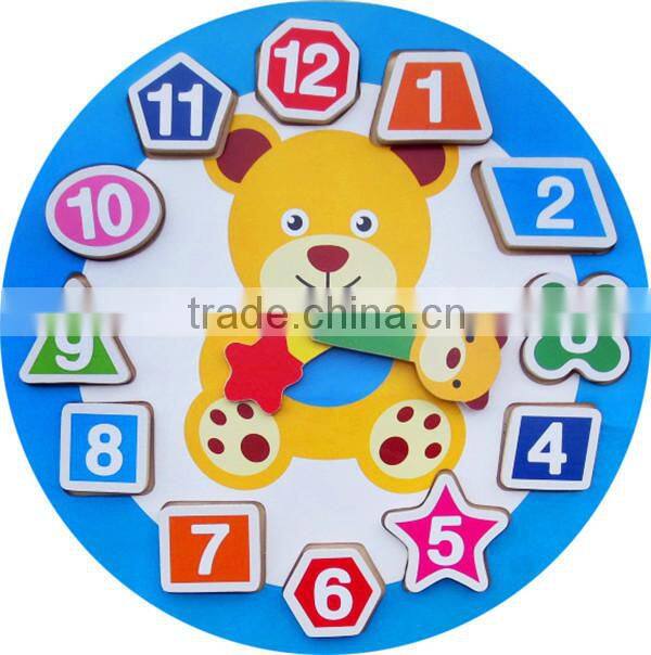 Shape sorting clock-wooden puzzle toy