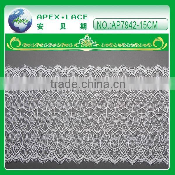 Embroidery polyester lace trim with scallop on both side AP7942