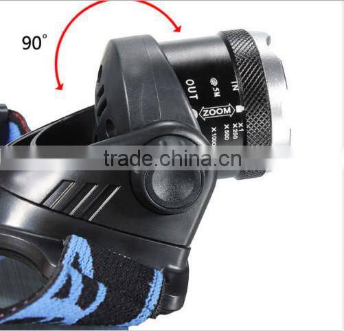 2000LM XM-L T6 LED Headlight Head Light Lamp Zoomable + 2x Battery+ Charger flashlight