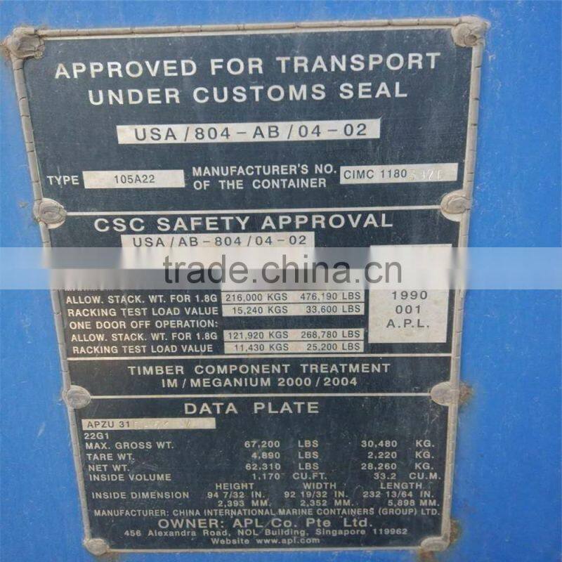 supply 40GP cheap high quality used standard shipping container