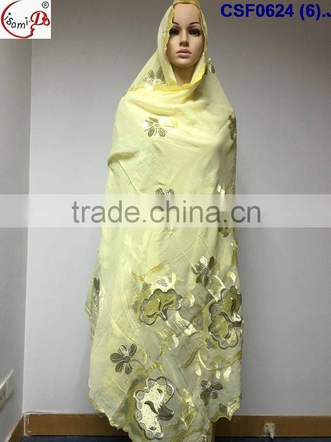 CSF0624 fashionable scarf softextile muslim embroidery scarf for women