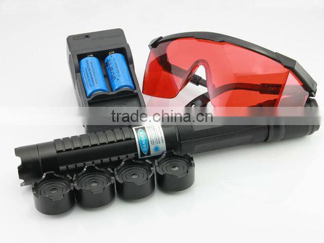 blue laser pointer 1000mw with 5 pattern heads,battery,charger,glasse