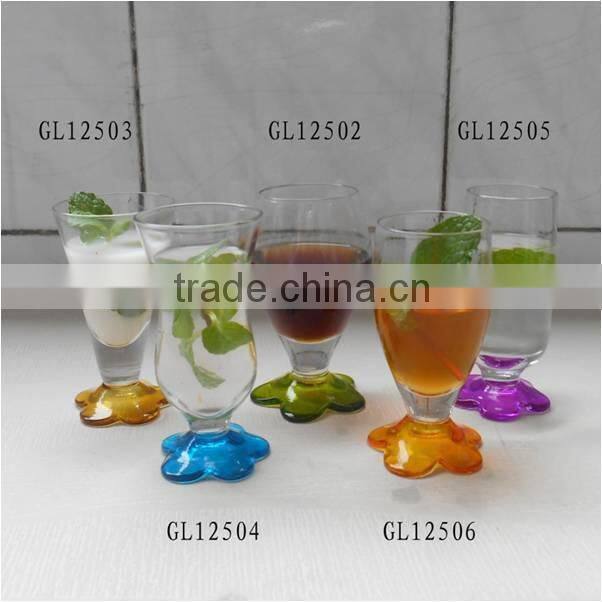 2 oz short color stem glass mini shot glass