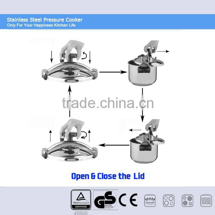 100% safety guarantee 18/8 stainless steel pressure cooker suitable to gas stove & induction cooker CSB